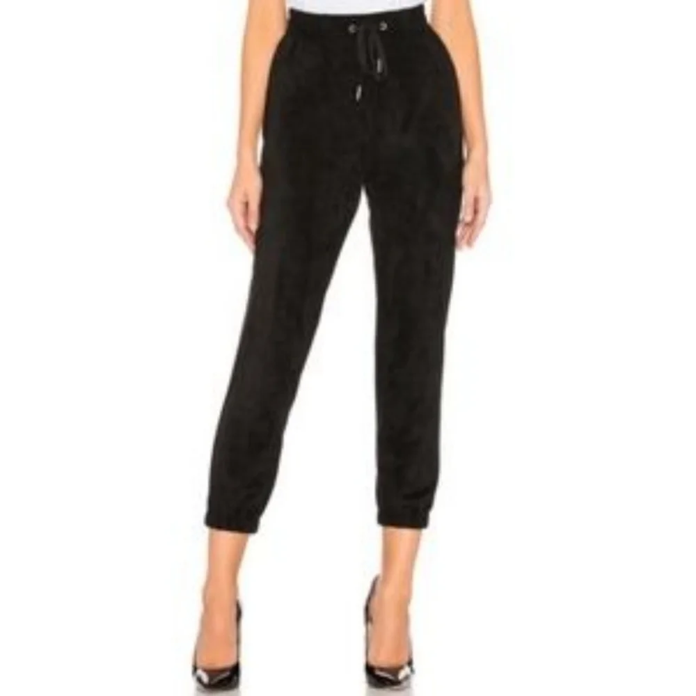 N:PHILANTHROPY // sorrel cropped black velvet jogger pants